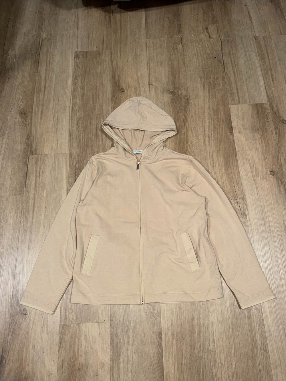 Lord & Taylor Light Beige Hooded Zip Jacket